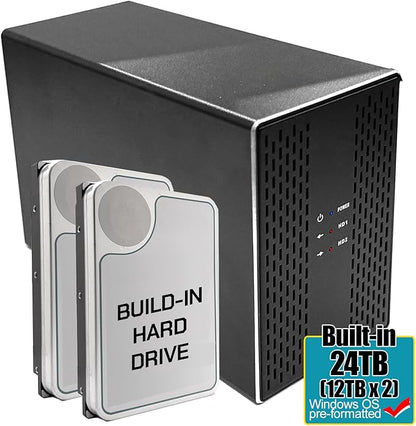 Avolusion PRO-T2 Series 24TB (12TB x2) Dual Bay USB 3.0 External Hard Drive (JBOD, RAID0, RAID1, Big) for Desktop PC / Laptop (Windows OS) (Renewed)