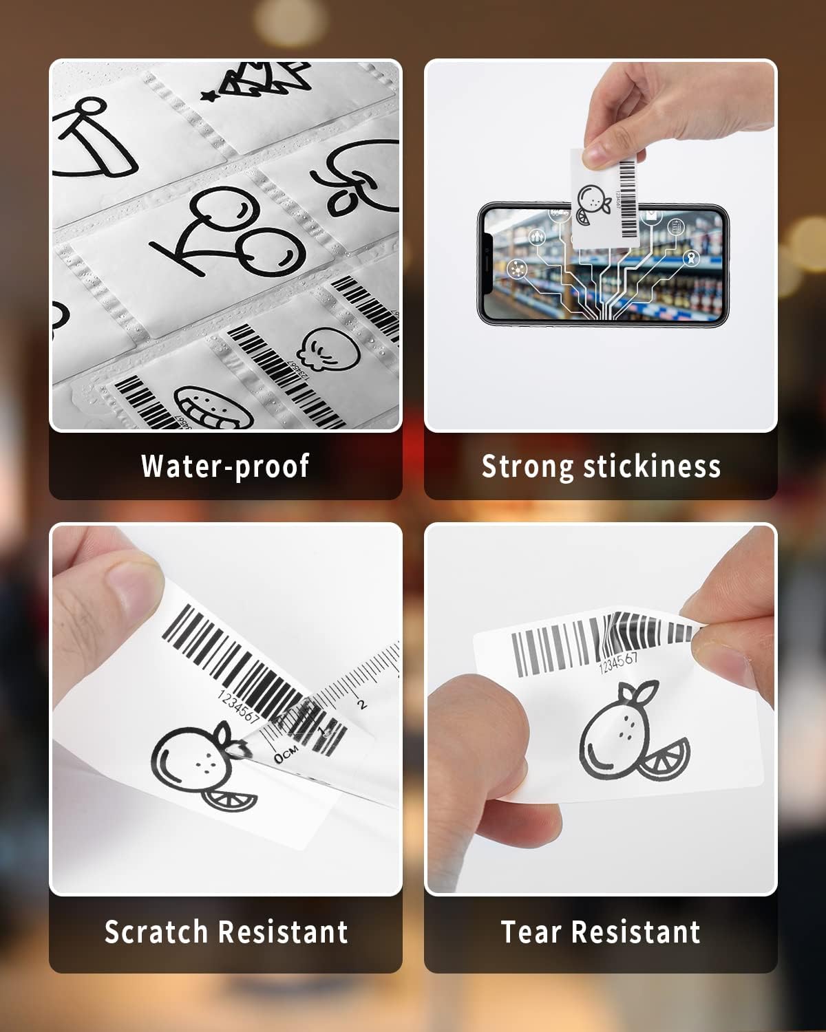 Phomemo 690 PCs Thermal Label - 1.57'' x 1.18'' (40x30mm) Labels Tape for M110/M220/M108/M250/M260/M120/M200/M221/M150/M160 Label Maker, Multipurpose Barcode Stickers, 230 Pcs/Roll