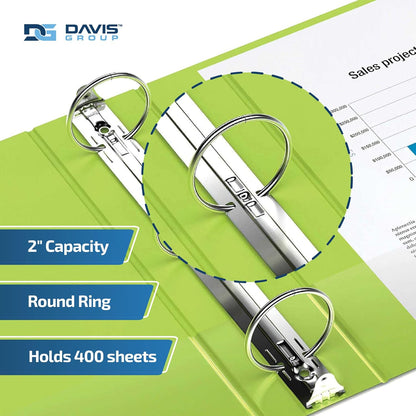 Easyview Premium 3-Ring Binders with Clear-View Covers and Round Rings, Binders for School or Office, 2 Inch, Pack of 6, Lime Green