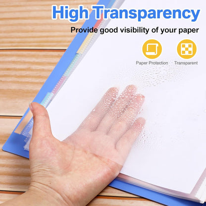 ReliThick 6 Set of 48 Pack Clear Sheet Protectors 8.5 x 11 Inch Page Protector for 3 Ring Binder with 8 Tabs Plastic Dividers for 3 Ring Binder, Insertable Index Page Divider Multicolor Tabs