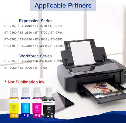 502 Ink Refill Bottles for Ecotank et 15000, ET-2850, ET-3850, ET-4850, ET-3830, ET-4760, Workforce ET-2750, ET-3750, ET-4750
