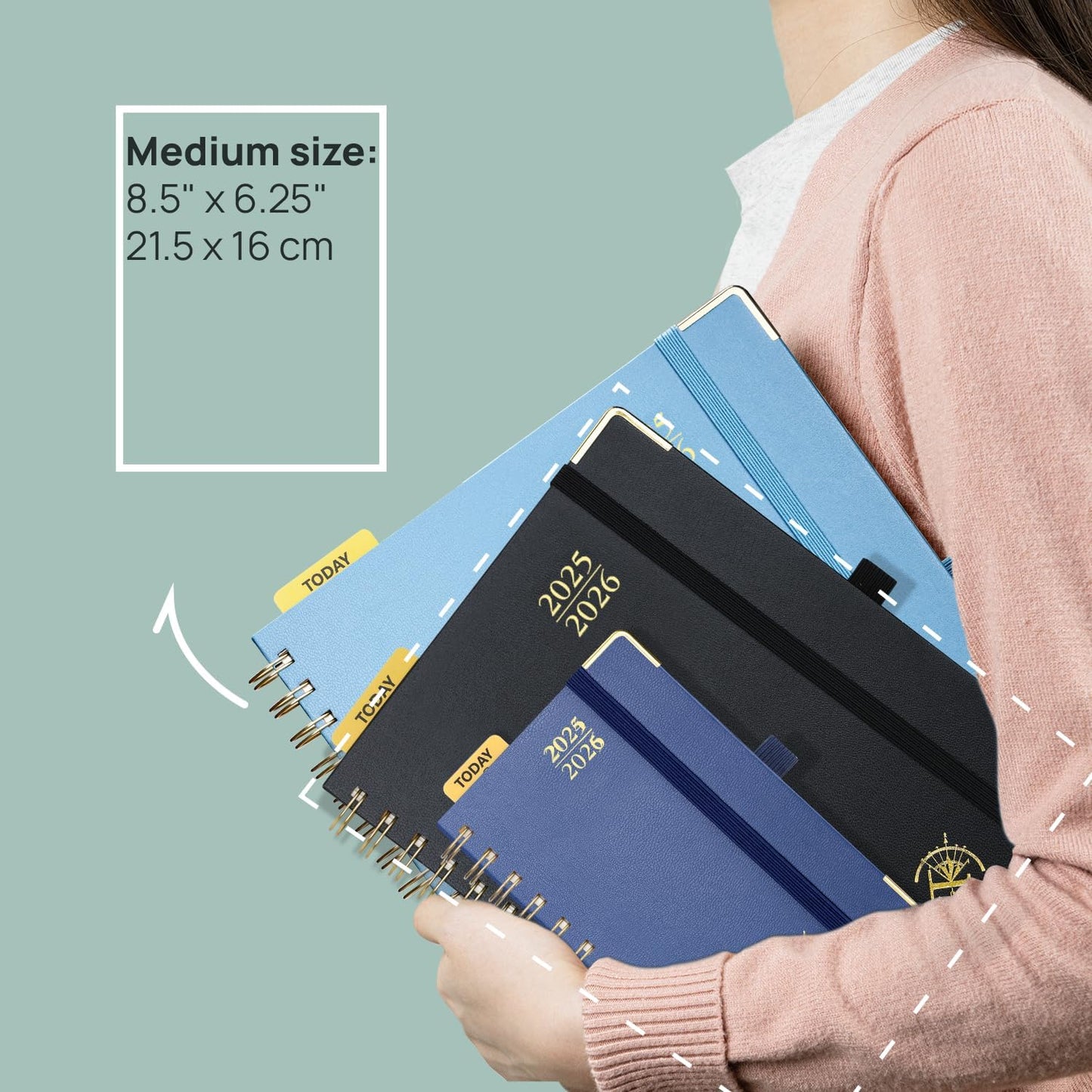 POPRUN Academic Planner 2025-2026 (July 2025-June 2026), Daily Weekly and Monthly Appointment Book (Wirebound Hard Cover - 6.25'' x 8.5'') with Hourly Time Slots, Tabs, 100 GSM - Violet