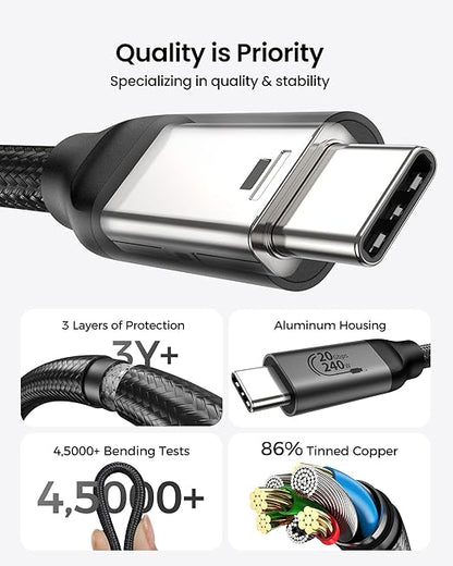 Silkland USB C Data Cable 20Gbps, Short 1FT USB3.2 Gen 2x2 High Speed Data Transfer, [5K/4K 60Hz] Monitor Cable, 240W PD Fast Charging, Type C Data Compatible for SSD, Hub, Dock, eGPU