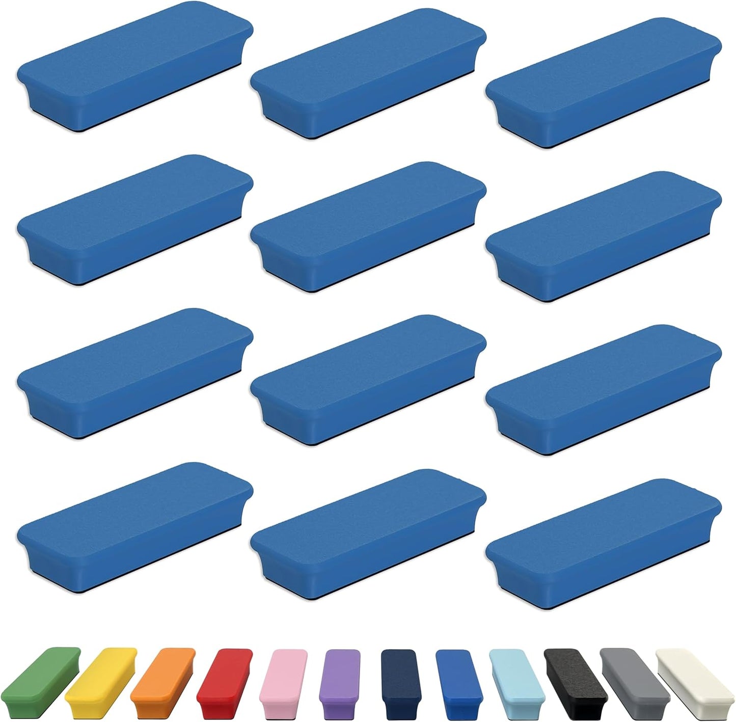 Glassboard Studio Mega Magnets - Neodymium - Heavy Duty, Colorful, Ergonomic, Ideal for Crafting, Quilting, and as Magnetic Knife Holders (12, Cobalt Blue Bar)