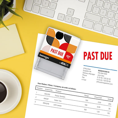 Fastnotes Past Due Self-Inking Rubber Stamp by COLOP - Great for Office Documents, Notary, Warehouse, Accounting Paperwork, Business, and Legal Documentation - Red Ink (Past Due- Red)