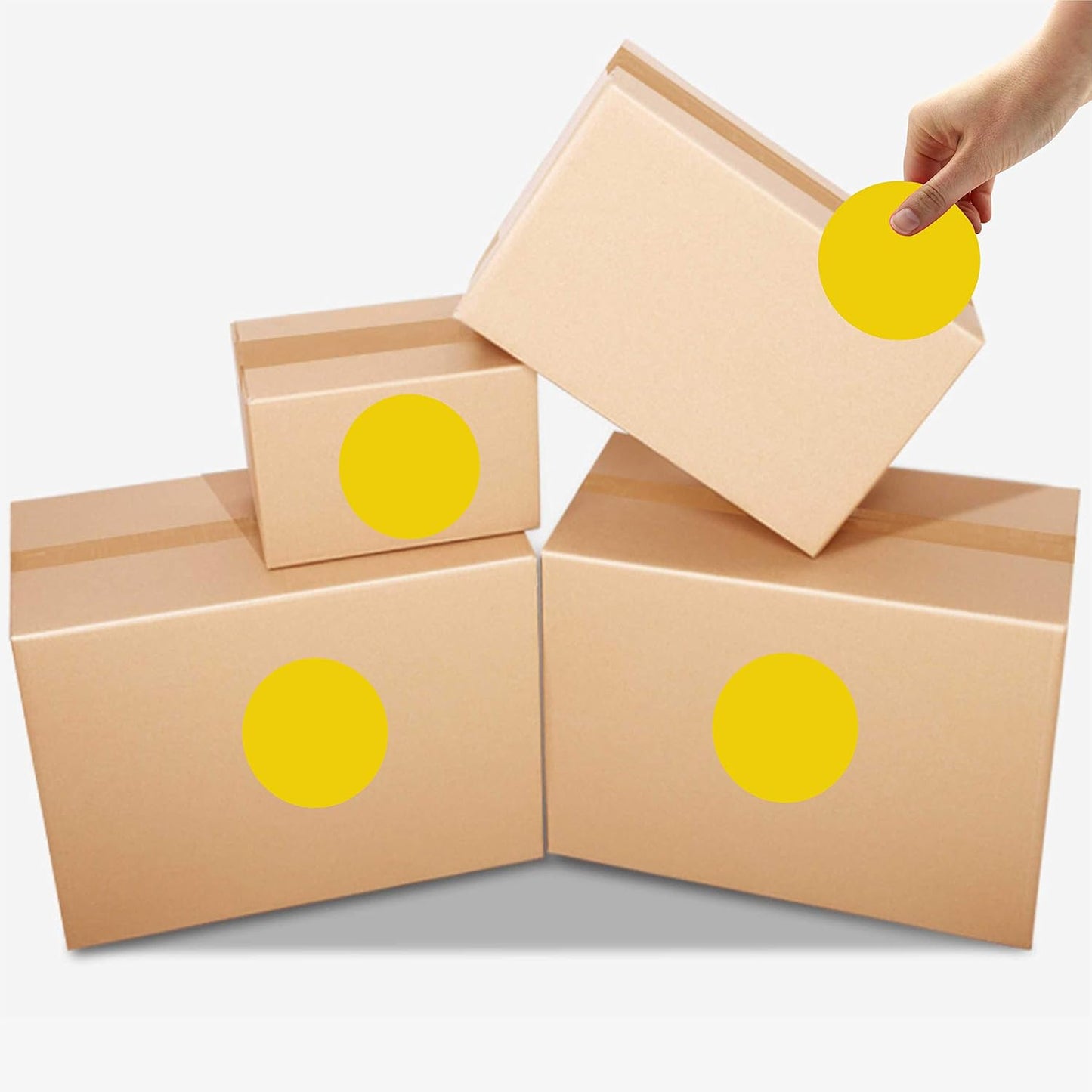 PARLAIM 3 Inch Round Permanent Adhesive Color-Code Dot Stickers,500 per Roll dots Label Dispenser Box,Iventory Circle Stickers (Yellow)