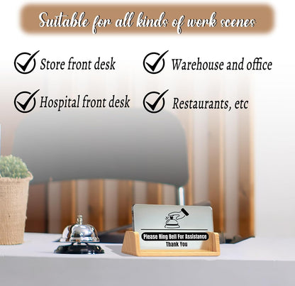 Desk Call Bell /2pcs Service Bells （Gold and Silver）/with Please Ring Bell for Assistance Sign/Suitable for Front Desk Reception in Shops, Offices, Warehouses, and Small Hospitals.
