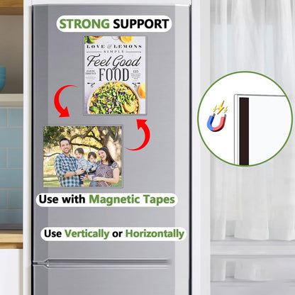 5pcs Wall Sign Holder 8.5"x11" Magnetic Sign Holder, Rigid Print Protectors with Magnet Strips and Adhesive Strips, Wall Mount Plastic Paper Holder for Office Store Home Window Display (Clear)