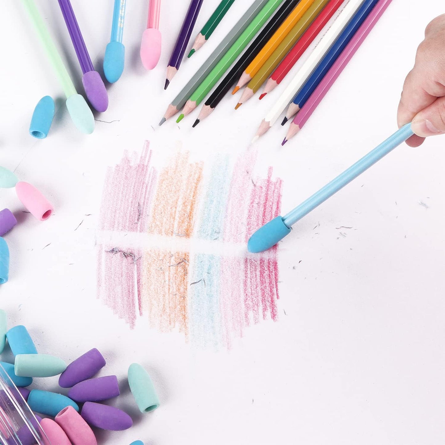 Pencil Erasers, Pencil Eraser Toppers, Cap Erasers, Pencil Top Erasers for Kids, Pencil Top Erasers Bulk (80Pcs/Box)