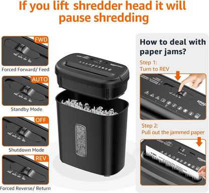 Amazon Basics 8-Sheet Cross Cut Paper Shredder and Credit Card Shredder - Black