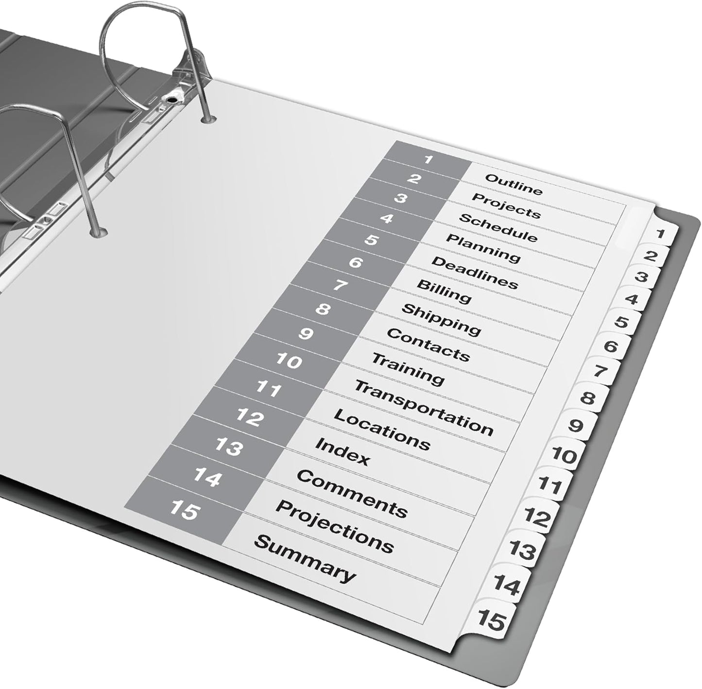 Davis Group 1-15 Index Tab Dividers for 3 Ring Binders, Customizable Table of Contents, 6 Sets