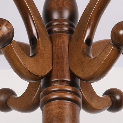 Coat Rack Freestanding Tree Stand with 8 Hooks, 79'' Heavy Duty Premium Ash Wood Hanger Stand, Floor Standing Clothes Hat for Entryway, Corner,Hallway,Bedroom, Office,Brown-Style 2