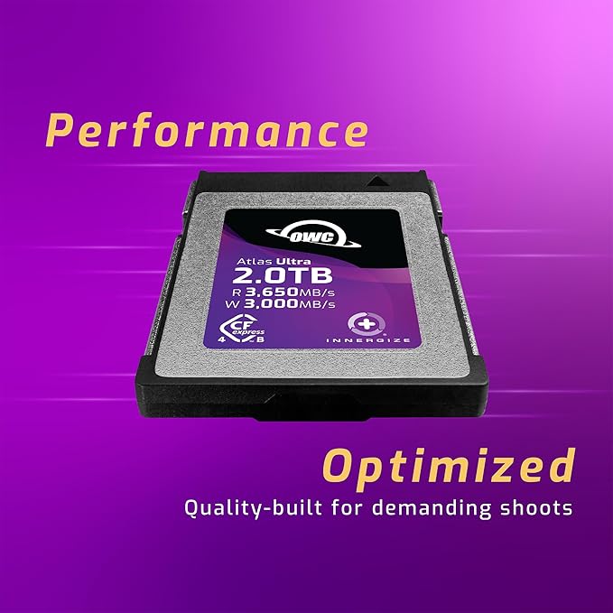 OWC Atlas Ultra 2.0TB High-Performance CFexpress 4.0 Type B Memory Card, up to 3650MB/s Read, for Pro Video and Photo