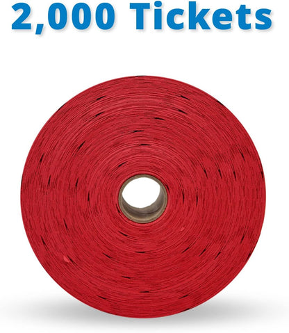 INDIANA TICKET CO. 2,000 Red Raffle Tickets Double Roll, Premium Quality 50/50 Raffle Tickets, Tickets for Events, Carnivals, Door Prizes, Drinks and More