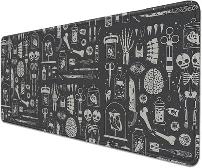 Human Skeleton Medical Mouse Pad,Large X Ray Mousepad Desk Pad with Stitched Edges,Non-Slip Waterproof Rubber Base Mouse Mat for Office Computer Keyboard Laptop Home(27.5x11.8 in)