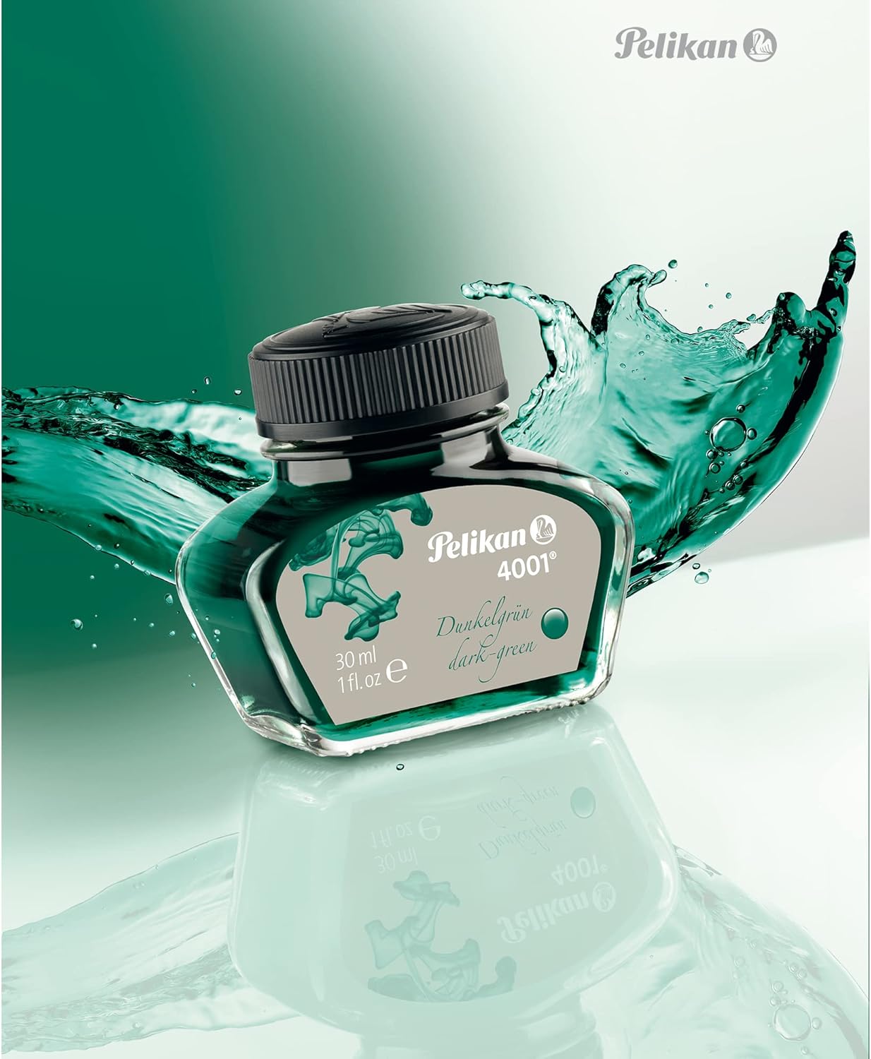 Pelikan 4001 Bottled Ink for Fountain Pens, Dark Green, 30ml, 1 Each (300056)