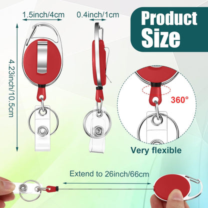 Laumoi Retractable ID Badge Holder Badge Reel with Belt Clip and Key Ring, Name ID Badge Clips Keychain for Office Worker Doctor Nurse Employee (Multicolor,150)