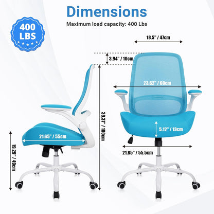 HYLONE Heavy Duty Office Chair, 5" Thickened Seat Ergonomic Desk Chair with Adjustable Armrests, Home Office Computer Chairs for Long Hours Mesh Executive Chair(Blue)