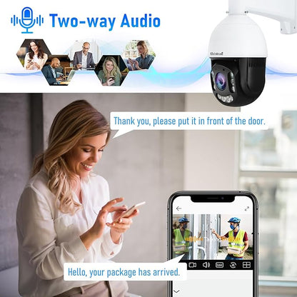 JideTech 4K 8MP Outdoor PTZ IP PoE Camera with 200x Hybird Zoom Pan Tilt Auto Tracking Security Dome Cameras, Human/Vehicle Detection, 492ft IR, Color Night Vision, 2-Way Talk,BlueIris, for ONVIF NVR