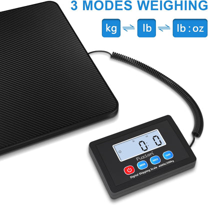 Fuzion Shipping Scale, 440LB x 10g High Accuracy Postal Scale, Hold/Tare Function, Digital Shipping Postal Scale for Packages, Postage, Luggage, Mailing, Battery & AC Adapter Included