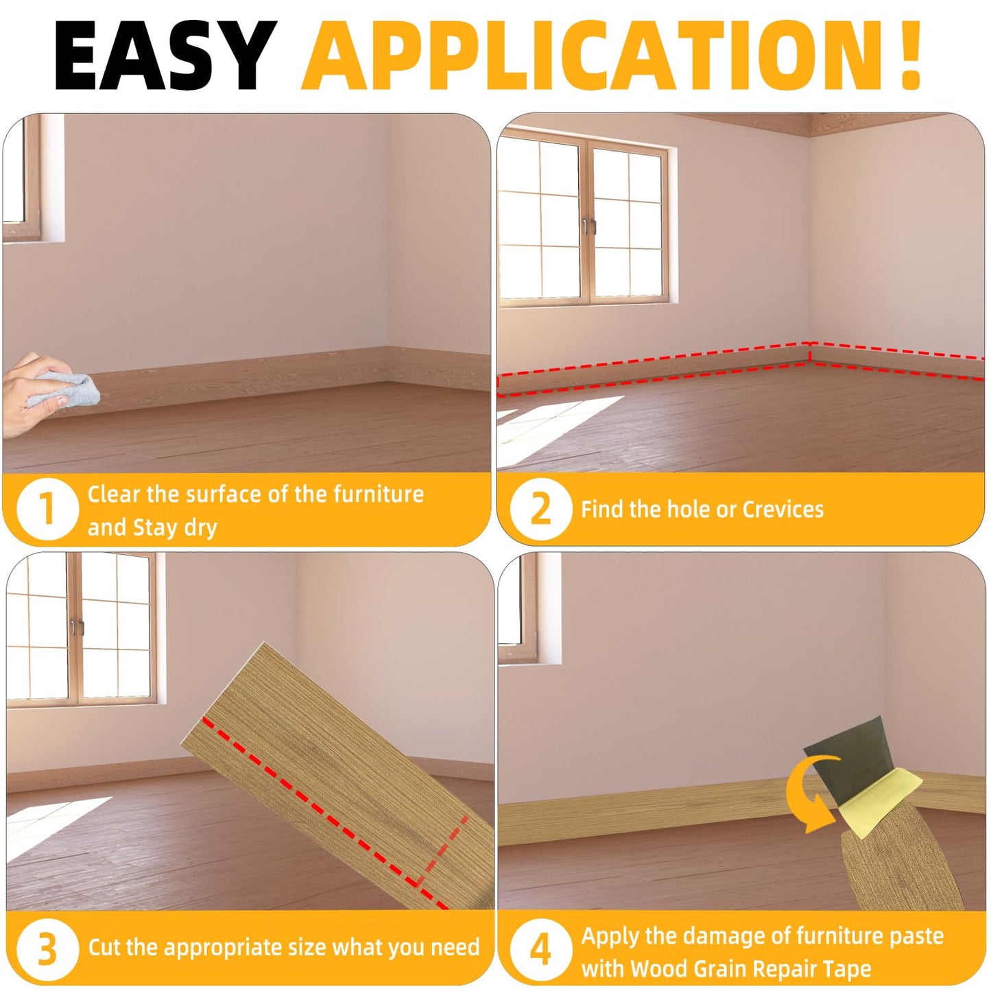 GSCIT Club Wood Grain Repair Tape, 2.3 inch X 25ft Self Adhesive Oak Grain Repair Patch for Tables, Chairs, Baseboards, Doors, Windows, Floors, Handicraft DIY.