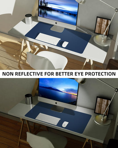 Leather Desk Pad Blotter,Mouse Pad,Office Desk Mat, Non-Slip PU Leather Desk mat,Large Desk mat,Waterproof Keyboard mat for Office/Home/Decor (Midnight Blue,31.5" x 15.7")