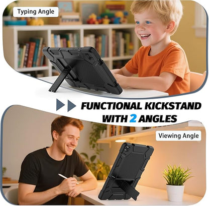 Rantice Case for Samsung Galaxy Tab A9+/A9 Plus 11", Heavy Duty Shockproof Rugged Protective Case with Kickstand for Galaxy Tab A9+/A9 Plus 11 Inch (SM-X210/X216/X218), Black