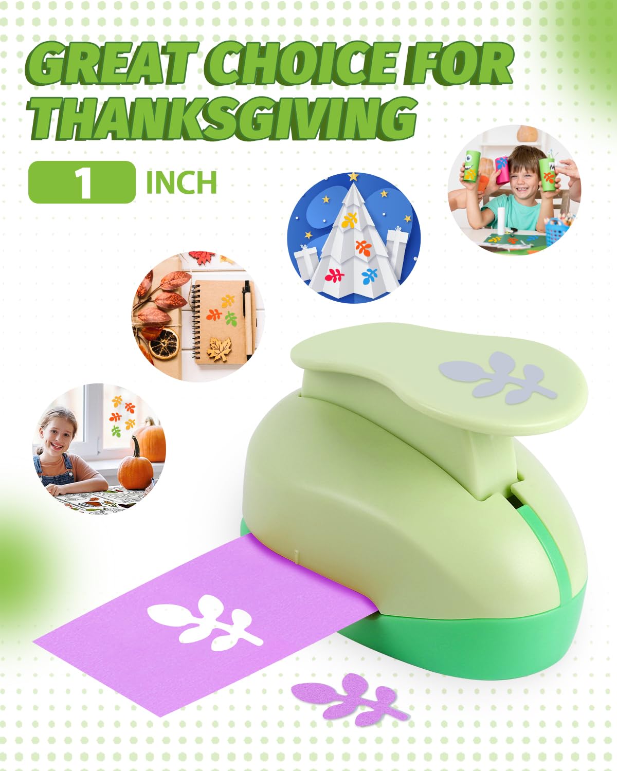 UCEC Cherry Leaf Punch 1 Inch, Hole Punch Shapes Lever Action Craft Paper Punches for Crafting Scrapbooking, Thanksgiving Day, Autumn and DIY