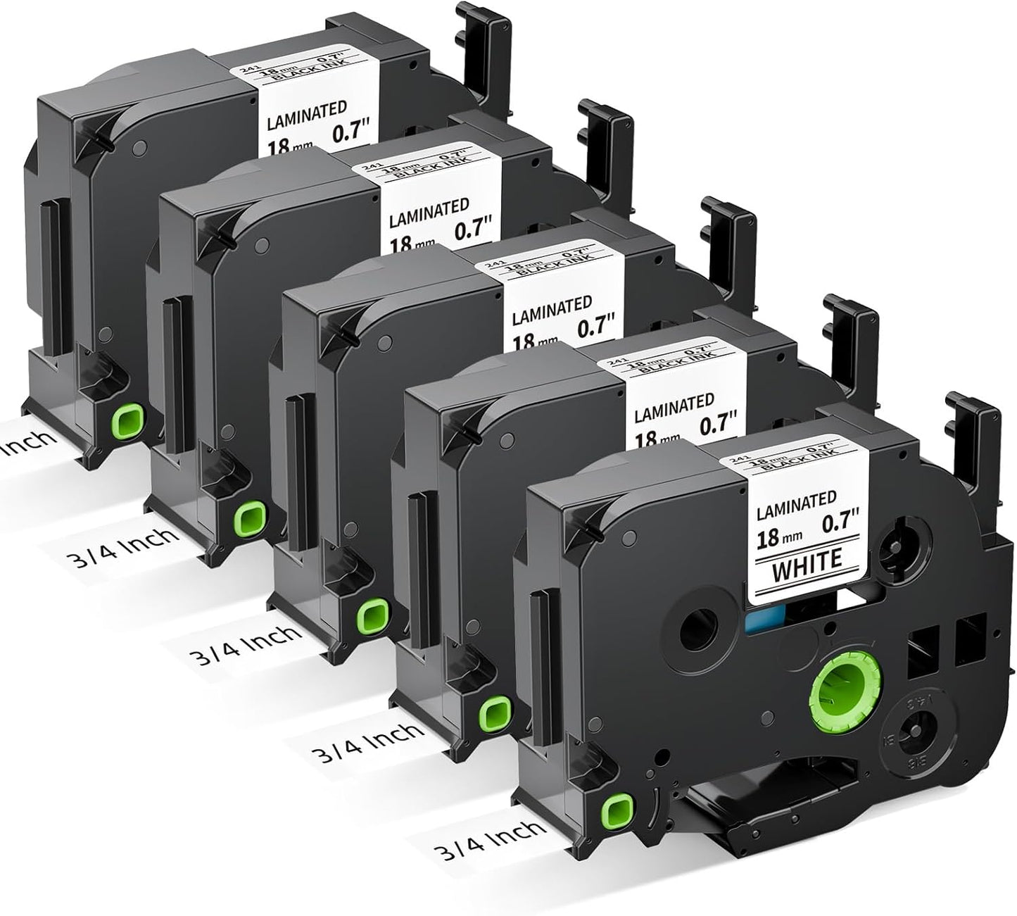 Label KINGDOM TZe-241 18mm Label Maker Tape Compatible with Brother PTouch, TZ Tape 18mm 0.7" Laminated White for Label Maker PT-D410 D400 PT-D600 PT-D610BT, 5 Pack