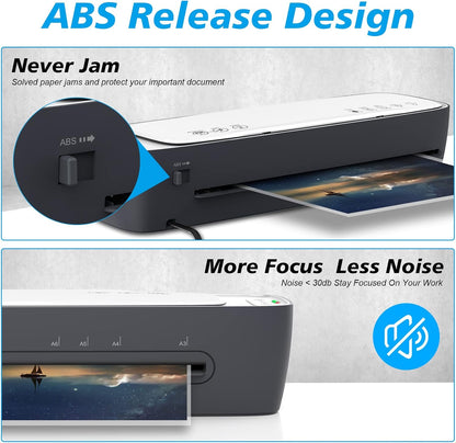 Laminator Machine 13-Inch Thermal Lamination with Laminating Sheets 9 in1 Office Desktop Laminate Machine, Portable A3 Laminater for Teachers Personal 60S Warm-Up Never Jam