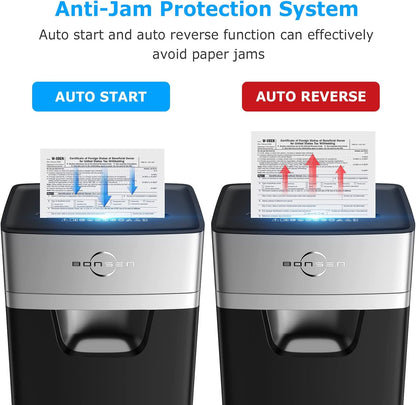 BONSEN 16-Sheet Heavy Duty Paper Shredder for Office, 60-Minute Running Time Cross-Cut CD Shredder with 60dB Low-Noise, 5.3-Gallon Pull Out Bin, Anti-Jam & Quiet Shredder for Home Office (S3102)