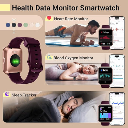 Smartwatch for Women, Compatible with Android & iPhone, 1.8'' Fitness Tracker Watch with Alexa, Call & Notification Alerts, Heart Rate & Sleep Monitor, 120 Sports Modes, Waterproof Watch for Women