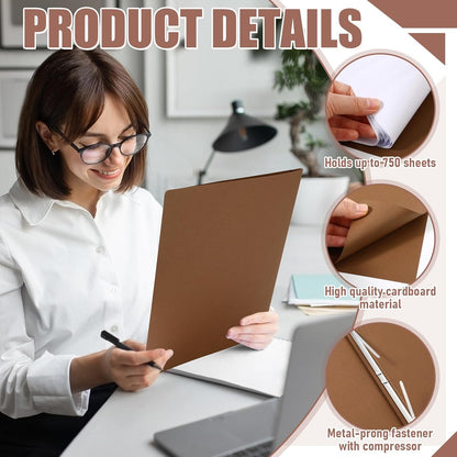 Zhanmai 15 Packs 8.5'' x 11'' Pressboard Report Covers, Metal Prong Fastener with Compressor, Letter Size 3'' Capacity Presentation Report Folder to Neatly Bind Reports, Proposals, Documents (Morandi)