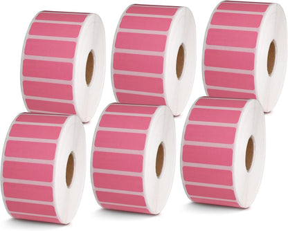 BETCKEY - 1.5" x 0.5" File Folder & Address Labels Compatible with Zebra & Rollo Label Printer,Premium Adhesive & Perforated[Pink, 6 Rolls, 14100 Labels]