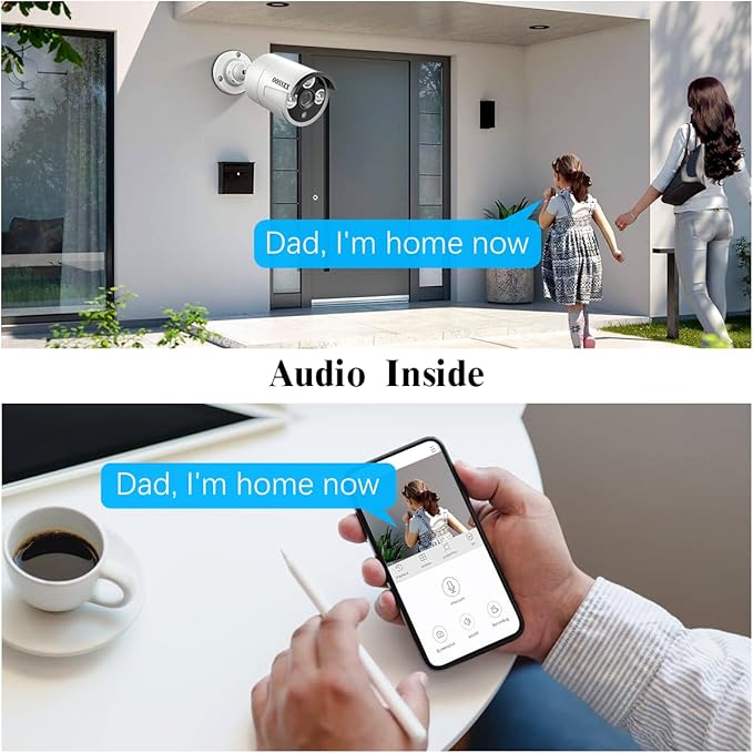 OOSSXX (HD 2.7K 5.0MP with Audio Outdoor Wired Security Camera Systems PoE Outdoor Surveillance Video System