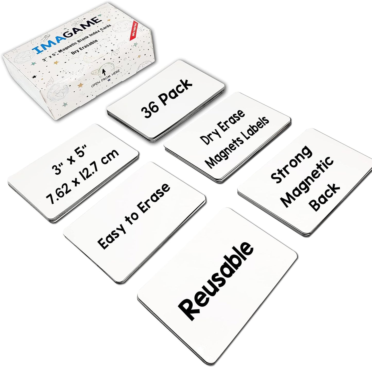 Dry Erase Magnets, Blank Magnetic Dry Erase Labels, 36-Pack, Erasable Magnets for Whiteboard, Multipurpose White Magnetic Labels to Write On for Classroom, Home, Education, Office, 3" x 5"