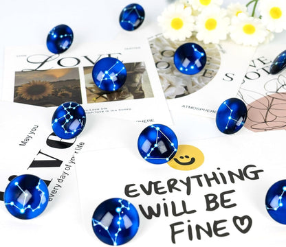 24Pcs Decorative Push Pins,Cute Push Pins,Cork Board Tacks,Cute Thumbtack for Office Decorative (24-Horoscope)