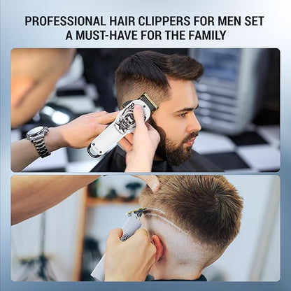 BESTBOMG® Hair Clippers & Trimmer Ceramic T-Blade Cordless Haircut Sets Rechargeable 2000mAh/1200mAh with 10 Guide Combs & for Men/Father/Husband/Boyfriend