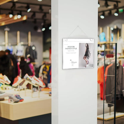 PecMuikee Horizontal Acrylic Sign Holder 8.5x11, Wall Mount Acrylic Sign Holder and Plastic Paper Display Ad Frame Bonus with 3M Tape and Mounting Screws for Restaurant, Office, Market, Library,