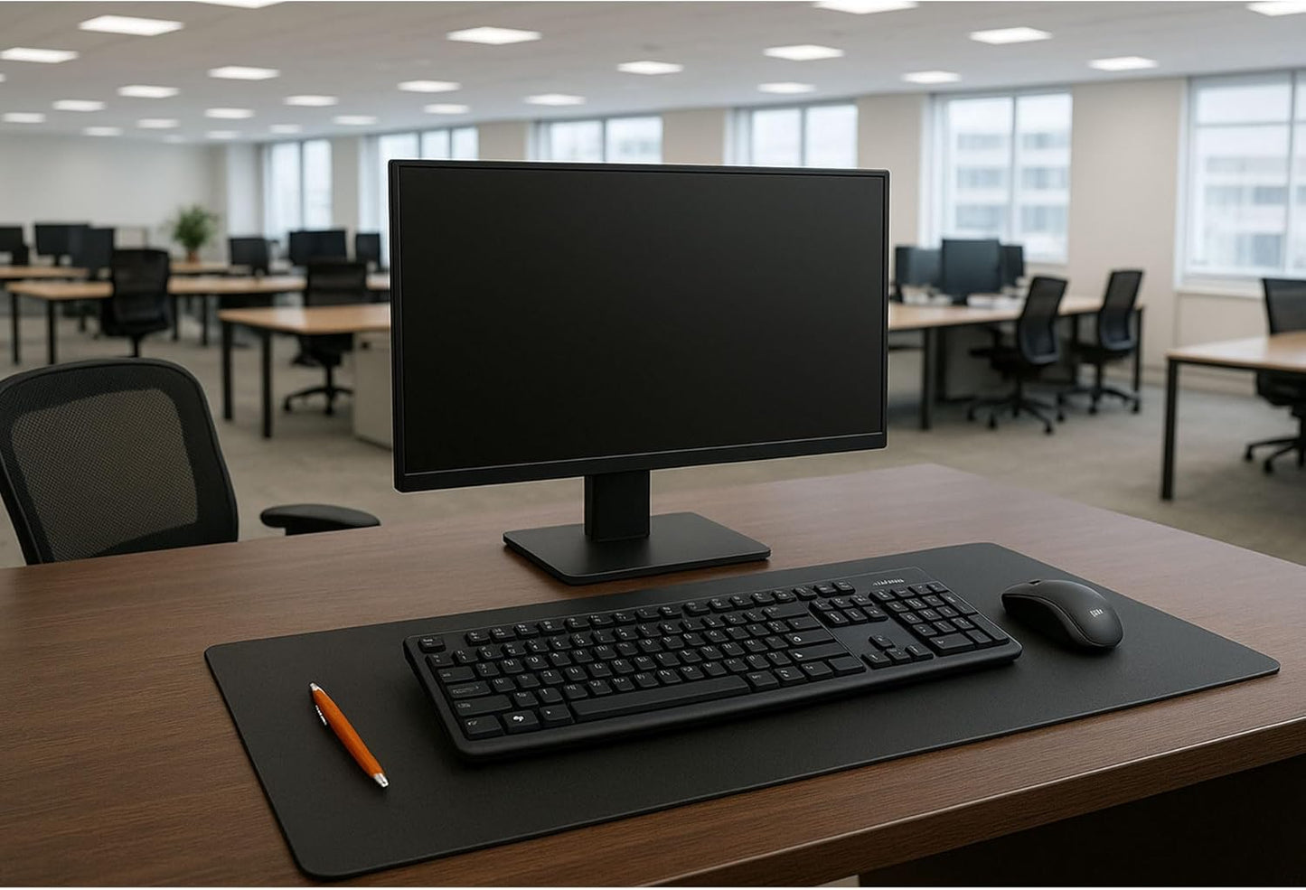 Dacasso Black Leather 30" x 12.5" Keyboard/Mouse Desk Mat