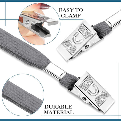 Marspark 50 Sets Clear Name Tags with Lanyard, Lanyards for ID Badges Reusable Strap with ID Holder Plastic Name Badges for Adults Business School Church Conference (Gray)