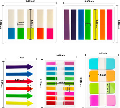Golcellia Sticky Book Index Tabs, Page Tabs Markers, Sticky Notes Tabs 1272 Pieces(5 Styles, 31 Colors) Annotation Tabs, Book Annotation Supplies Study Pack