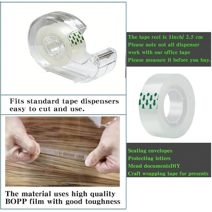 Transparent Tape 24 Rolls Clear Tape Tape Bulk for Office Supplies and School Supplies, Glossy Finish,3/4 in x 720 in 24 Dispensered Rolls