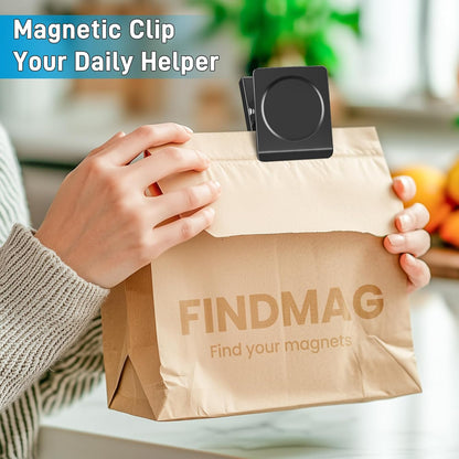 FINDMAG Extra Large Heavy Duty Magnetic Clips - 2.2 Inch, Lock Accessories, School Supplies, Strong for Classroom, Refrigerator, Whiteboard, Office (Black, 4 Pack)