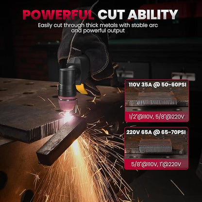 bestarc Plasma Cutter, [Pilot Arc] [Large LED Display] [Air Sensor] 65A bestarc Plasma Cutter Machine 110/220V Dual Voltage, 5/8 Inch Clean Cut 1 Inch Max Cut, Post Flow 2T/4T for Beginners DIY