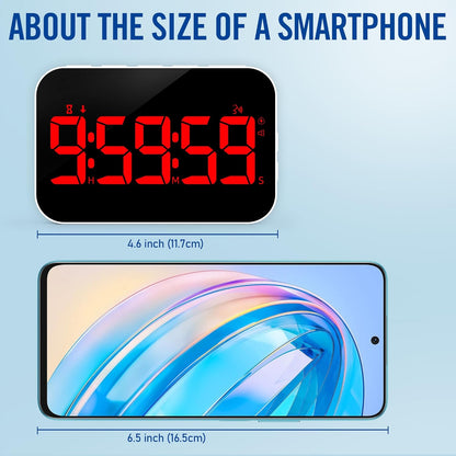 LED Timer （1.5" Number） with Voice Reminder, Digital Magnetic Timer, Countdown/Up, Rechargeabilit, Brightness Display, 3 Volume Levels and Vibration Mode, for Classroom, Study (red)