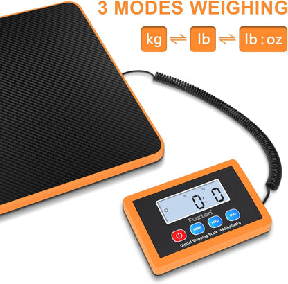 Fuzion Shipping Scale, 440LB/200KG x 10g Digital Postal Scale, Hold/Tare Function, Postage Scale for Packages Small Business/Luggage/Mailing, Battery & AC Adapter Included