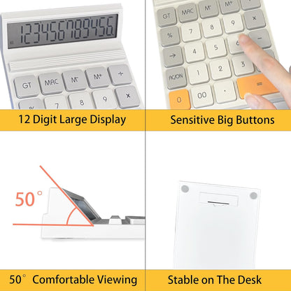 Desk Calculators, Benkaim Desktop Calculator, Big Button Calculator with12 Digit Large Display for Office, Home & Business Use