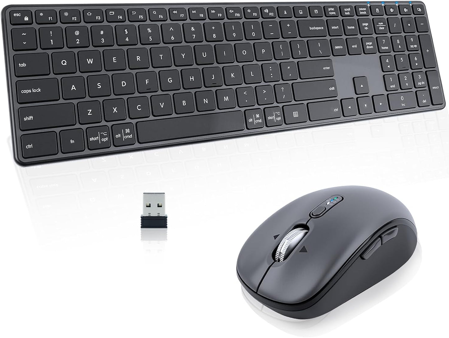 M9250 Wireless Keyboard Mouse Combo,Scissors Mechanism QWERTY Silent Wireless Bluetooth Keyboard and Ergonomic Mouse Set for Windows, iOS, Android, Computer Desktop PC Laptop iPad