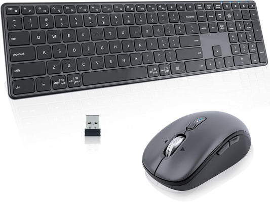 M9250 Wireless Keyboard Mouse Combo,Scissors Mechanism QWERTY Silent Wireless Bluetooth Keyboard and Ergonomic Mouse Set for Windows, iOS, Android, Computer Desktop PC Laptop iPad